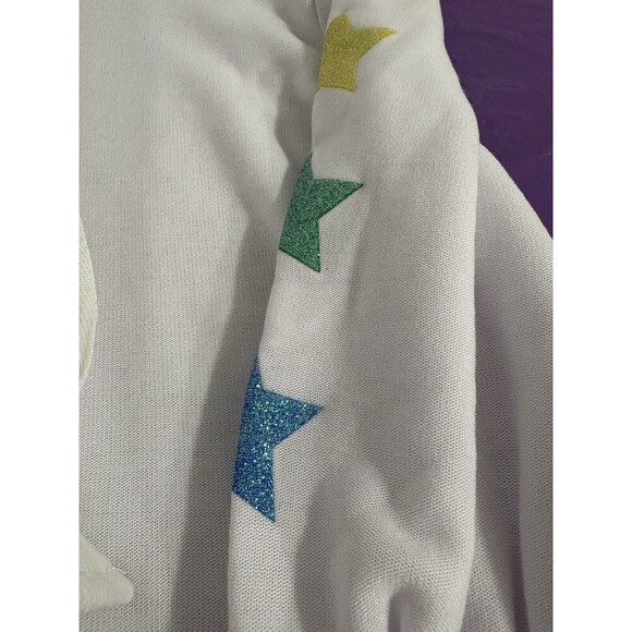 CHASER PASTEL GLITTER SUPERSTAR ULTRA GIRLIE WHITE HOODED 3/4 SLEEVE PULLOVER SM - Picture 3 of 9